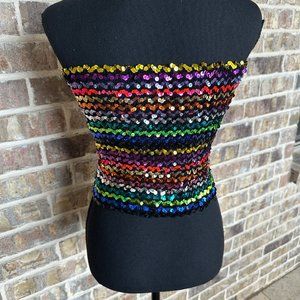 A. BROD fashion accessorie sequined crop top size medium / large stretchy knit